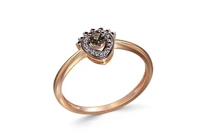 Кольцо из красного золота с раухтопазом и 22 фианитами