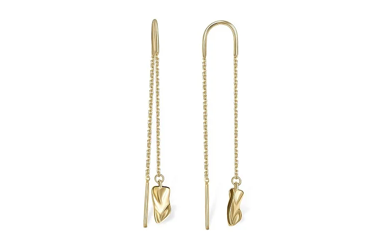 Серьги-продёвки из жёлтого золота без вставок