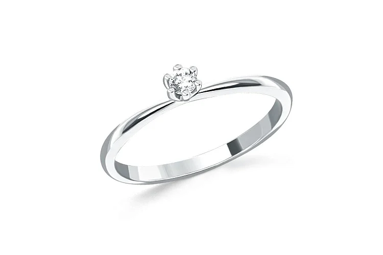 Кольцо из белого золота с выращенным бриллиантом