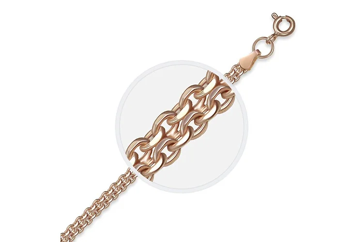 Цепь плетение бисмарк ⌀ нити 0,50 мм  из красного золота