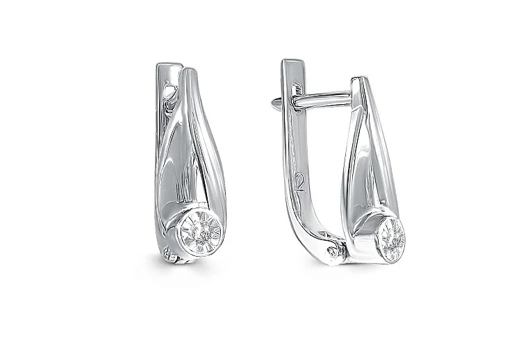 Серьги из белого золота с 2 бриллиантами