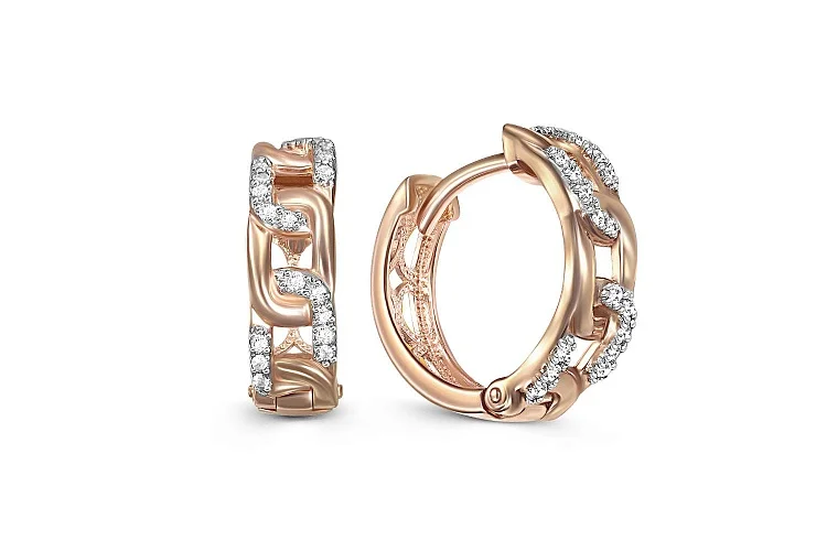 Серьги из красного золота с 36 фианитами
