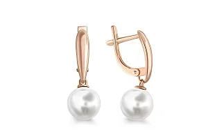 Серьги из красного золота с 2 жемчужинами