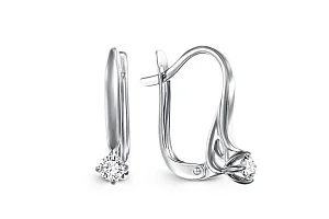 Серьги из белого золота с 2 бриллиантами