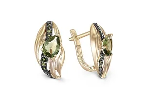 Серьги из жёлтого золота с 16 турмалинами