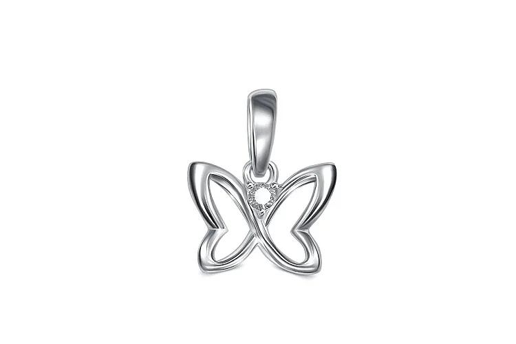 Подвеска Бабочка из белого золота с фианитом