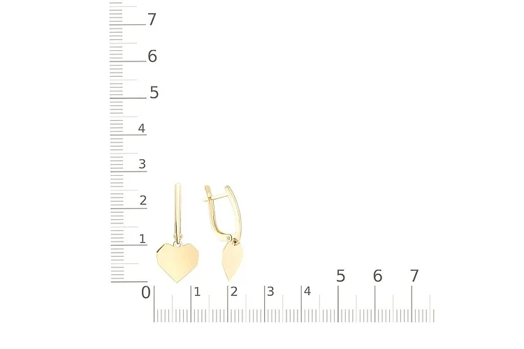 Серьги Сердца из жёлтого золота без вставок