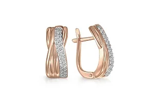 Серьги из красного золота с 50 фианитами