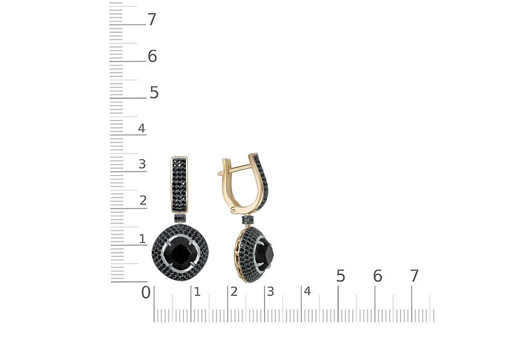 Серьги из жёлтого золота с 2 агатами и 278 фианитами
