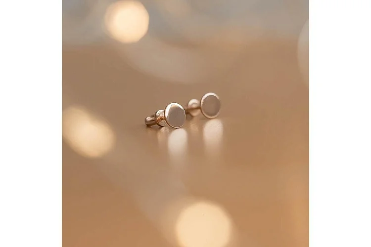 Серьги-пусеты Круги из красного золота без вставок