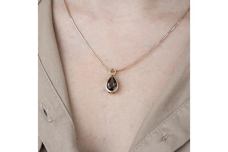 Подвеска капля из красного золота с раухтопазом