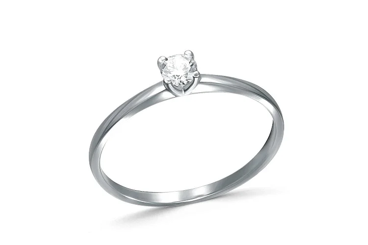 Кольцо из белого золота с 9 фианитами