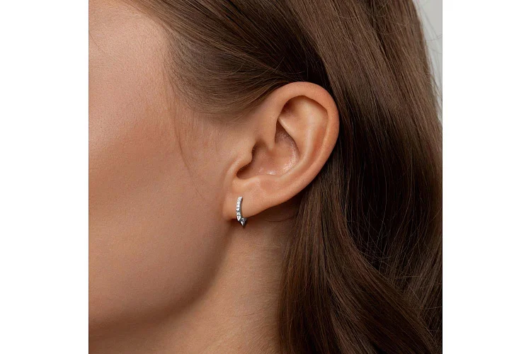 Серьги Дорожки из белого золота с 10 бриллиантами