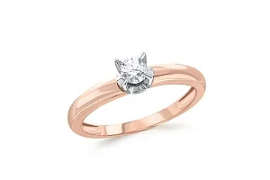 Кольцо из красного золота с фианитом