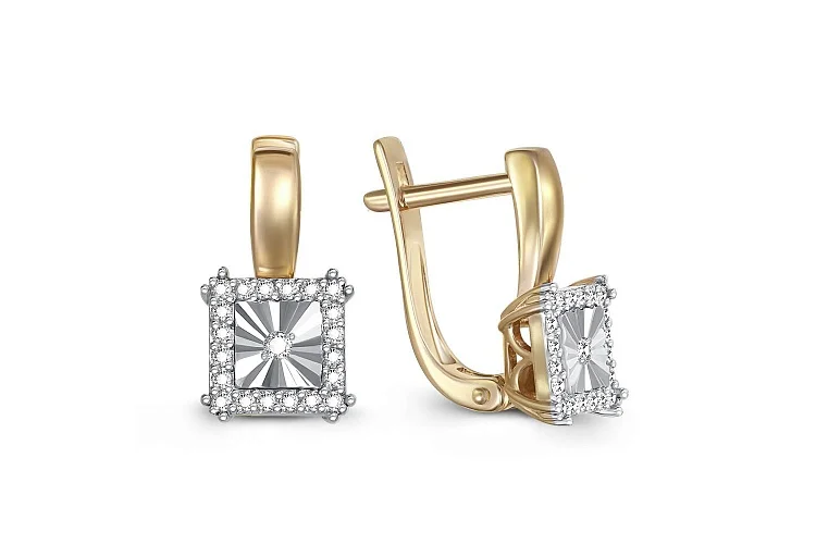 Серьги из жёлтого золота с 42 бриллиантами