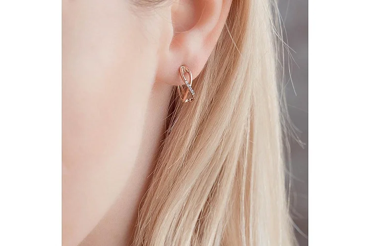 Серьги из красного золота с 10 фианитами