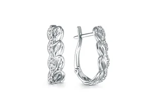 Серьги из белого золота с 32 фианитами