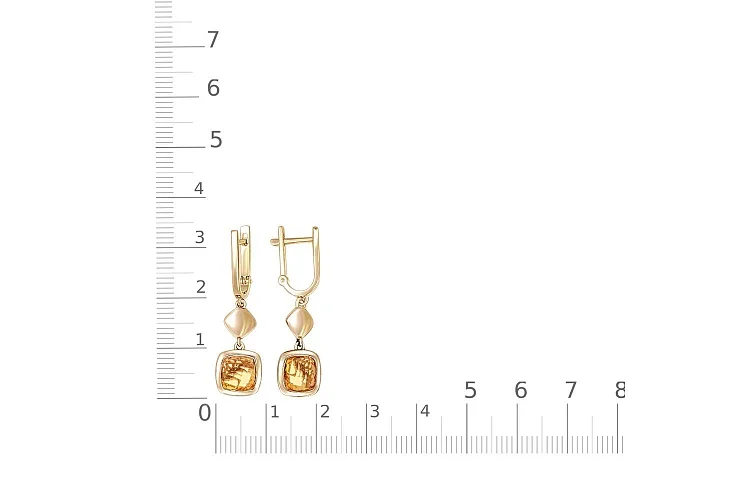 Серьги из жёлтого золота с 2 цитринами