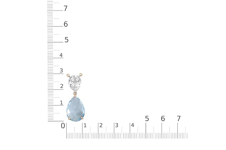 Колье из красного золота с топазом sky и фианитом