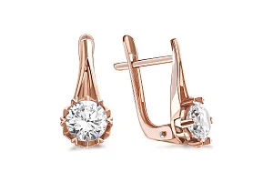 Серьги из красного золота с 2 фианитами