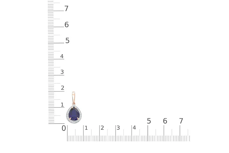 Подвеска из красного золота с корундом и 26 фианитами