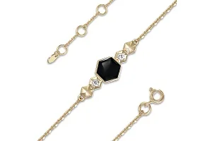 Браслет с шестиугольником из жёлтого золота с 2 фианитами