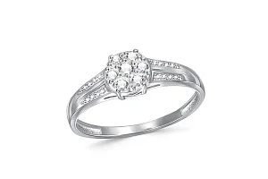 Кольцо из белого золота с 23 фианитами