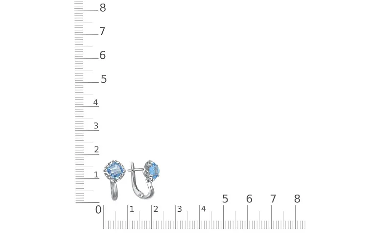 Серьги из белого золота с 2 топазами swiss