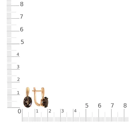Серьги из красного золота с 2 раухтопазами