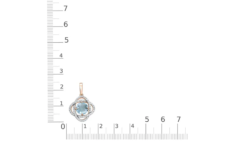Подвеска из красного золота с топазом sky и 52 фианитами