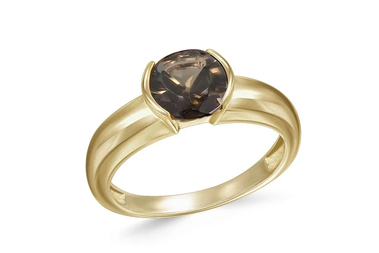 Кольцо из жёлтого золота с раухтопазом