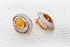 Серьги из красного золота с 2 цитринами и 124 фианитами
