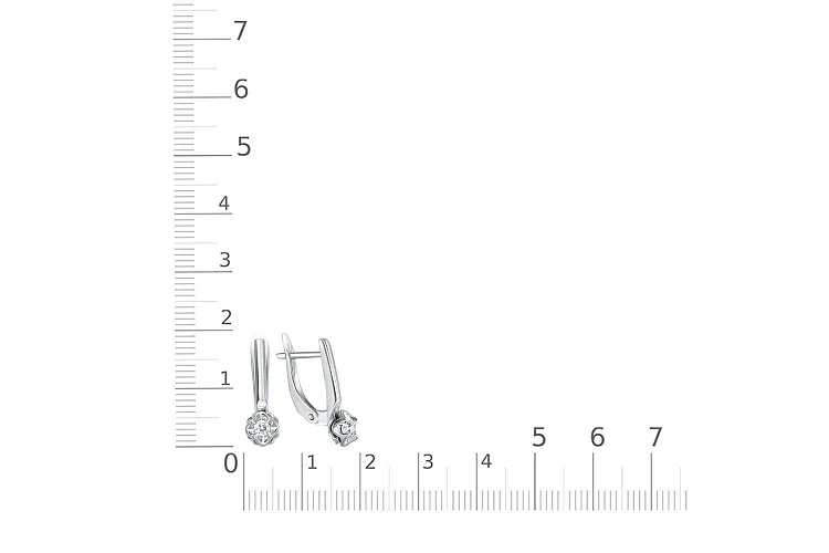Серьги Цветы из белого золота с 2 бриллиантами