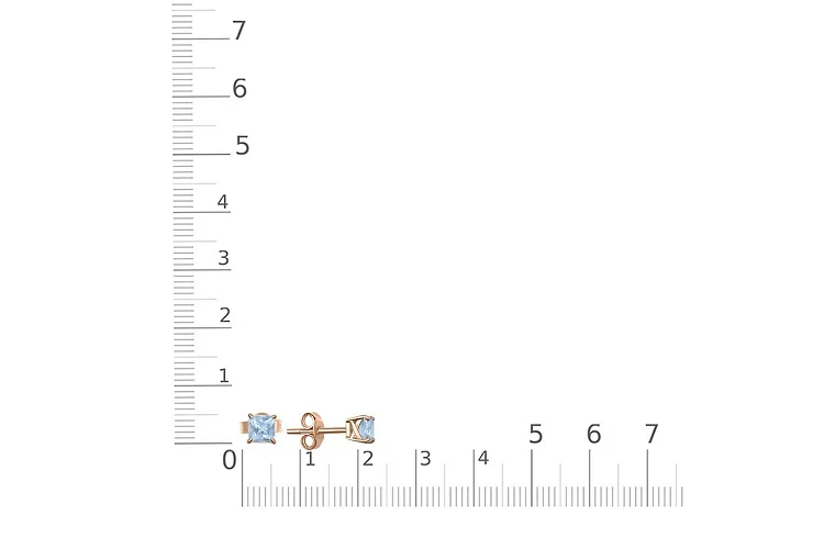 Серьги-пусеты из красного золота с 2 топазами sky