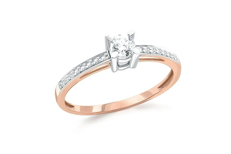 Кольцо из красного золота с 17 бриллиантами