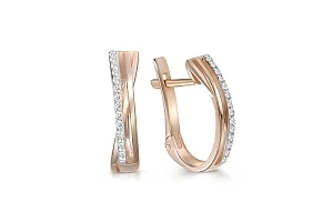 Серьги Дорожки из красного золота с 28 фианитами