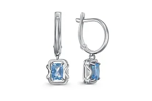 Серьги из белого золота с 2 топазами swiss