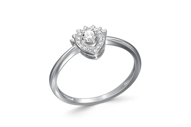 Кольцо из белого золота с 23 фианитами