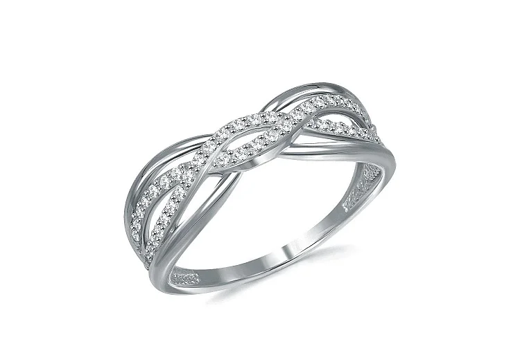 Кольцо из белого золота с 42 фианитами