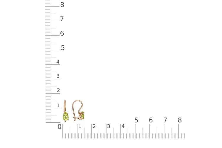 Детские серьги из красного золота с 2 хризолитами