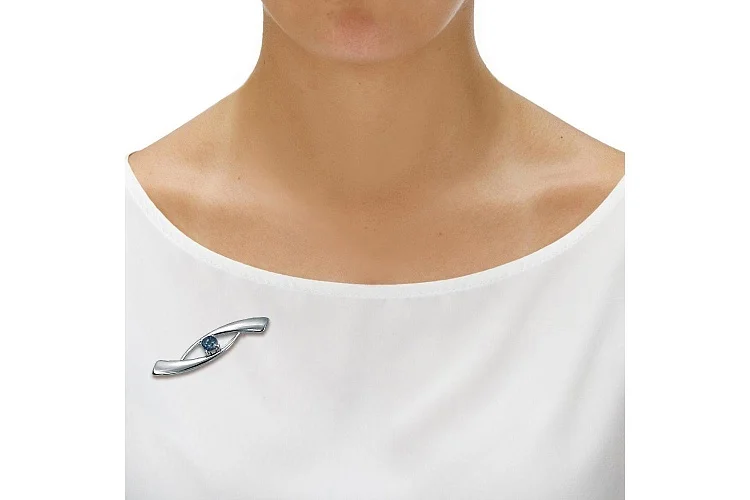 Брошь из белого золота с топазом лондон