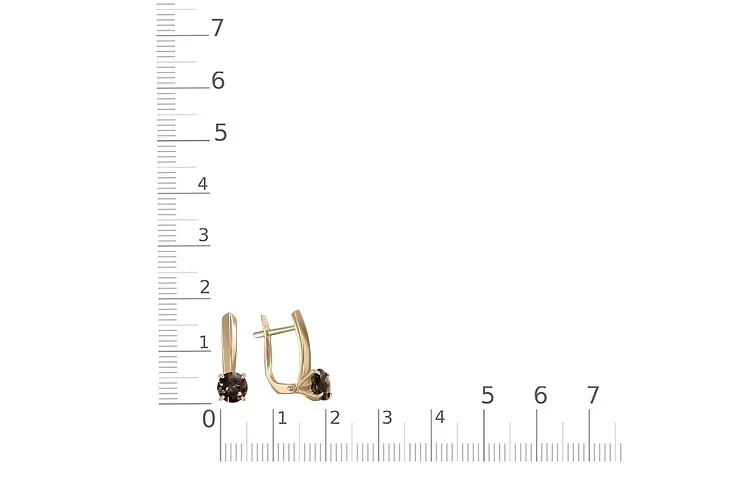 Серьги из жёлтого золота с 2 раухтопазами