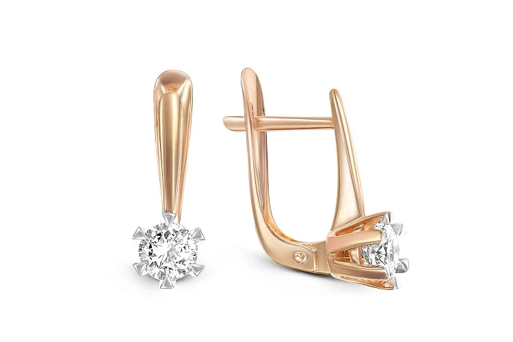 Серьги из красного золота с 2 кристаллами swarovski