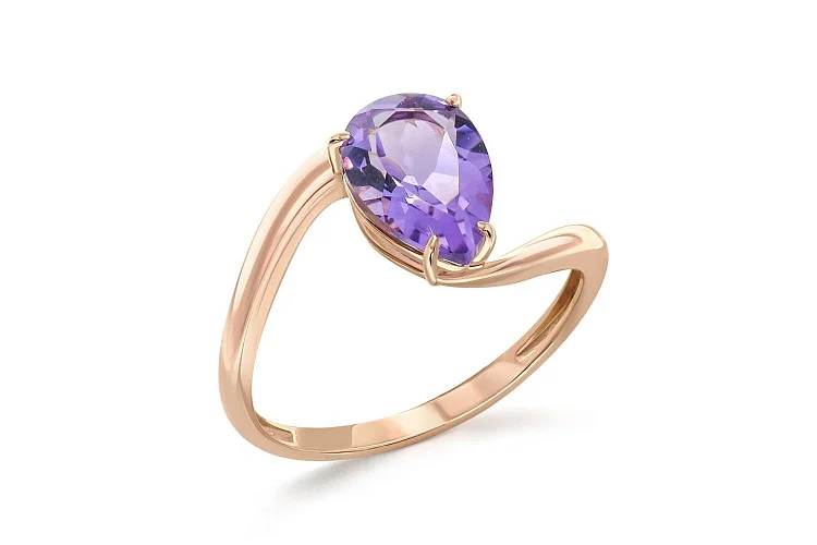 Кольцо из красного золота с аметистом