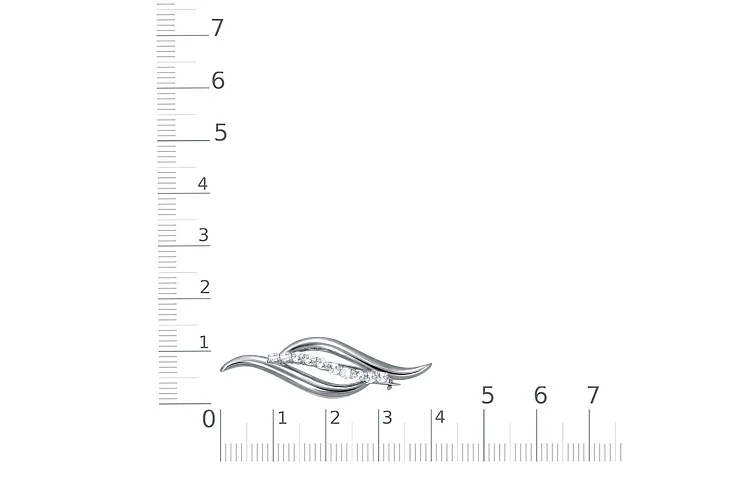 Брошь Дорожка из белого золота с 10 фианитами