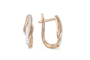 Серьги Дорожки из красного золота с 22 фианитами