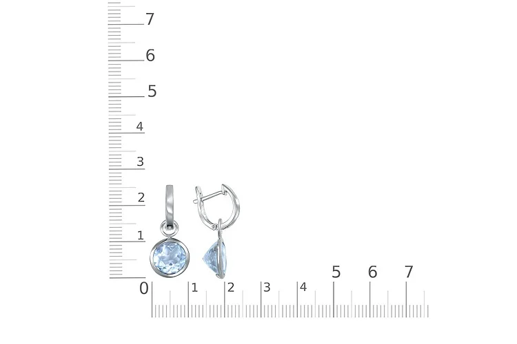 Серьги-трансформеры из белого золота с 2 топазами sky