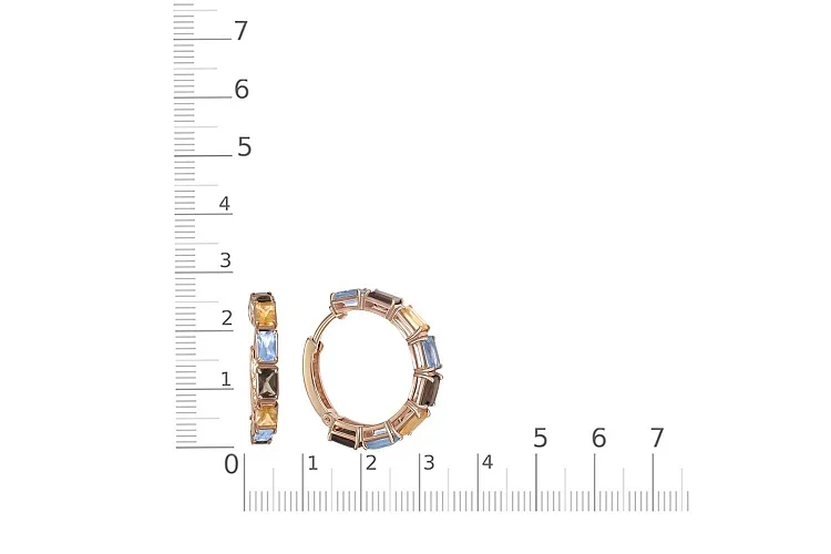 Серьги из красного золота с раухтопазами, топазами sky и цитринами