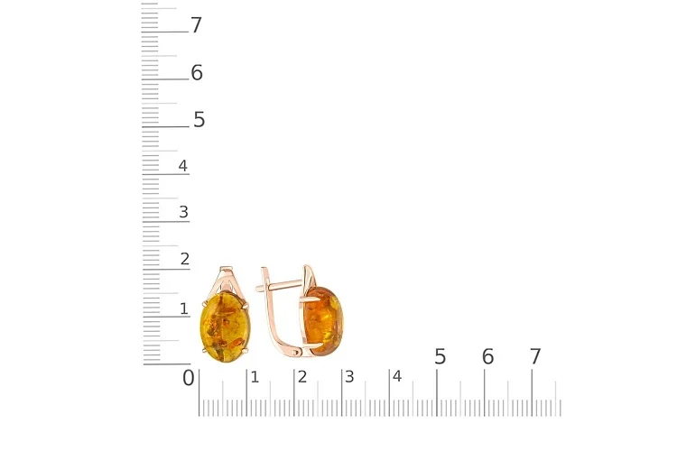 Серьги из красного золота с янтарём
