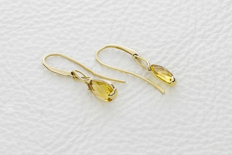 Серьги из жёлтого золота с 2 цитринами